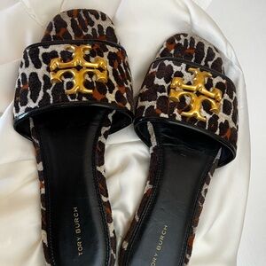 Tory Burch Leopard Print Sandals with Gold Accent